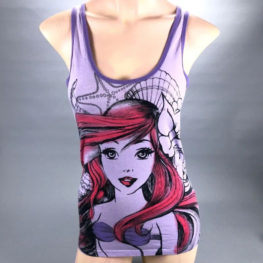 Disney Ariel Little Mermaid Lilac Purple Graphic Tank Top Size M